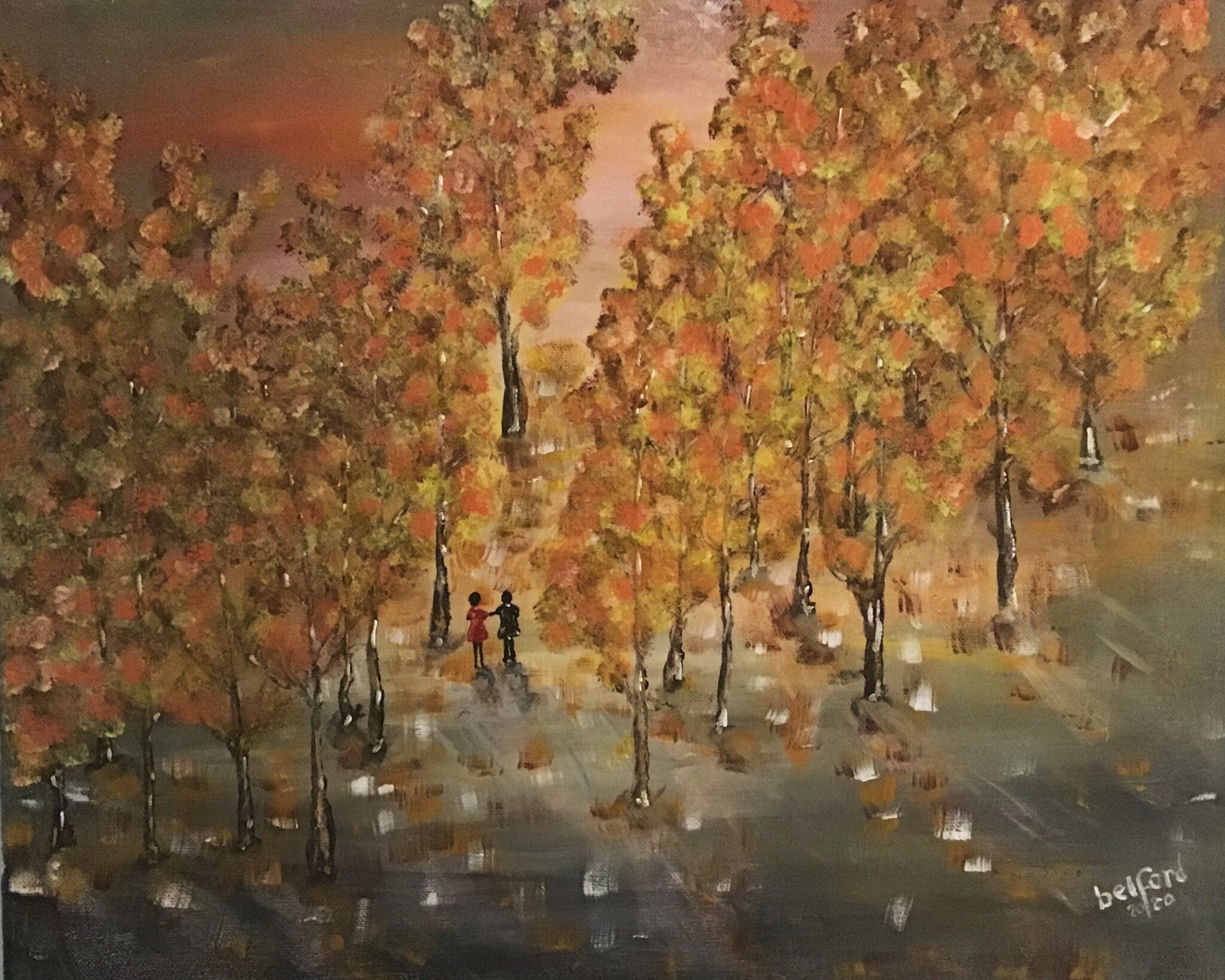 Autumn Walk in the Woods painting by Bruce Belford